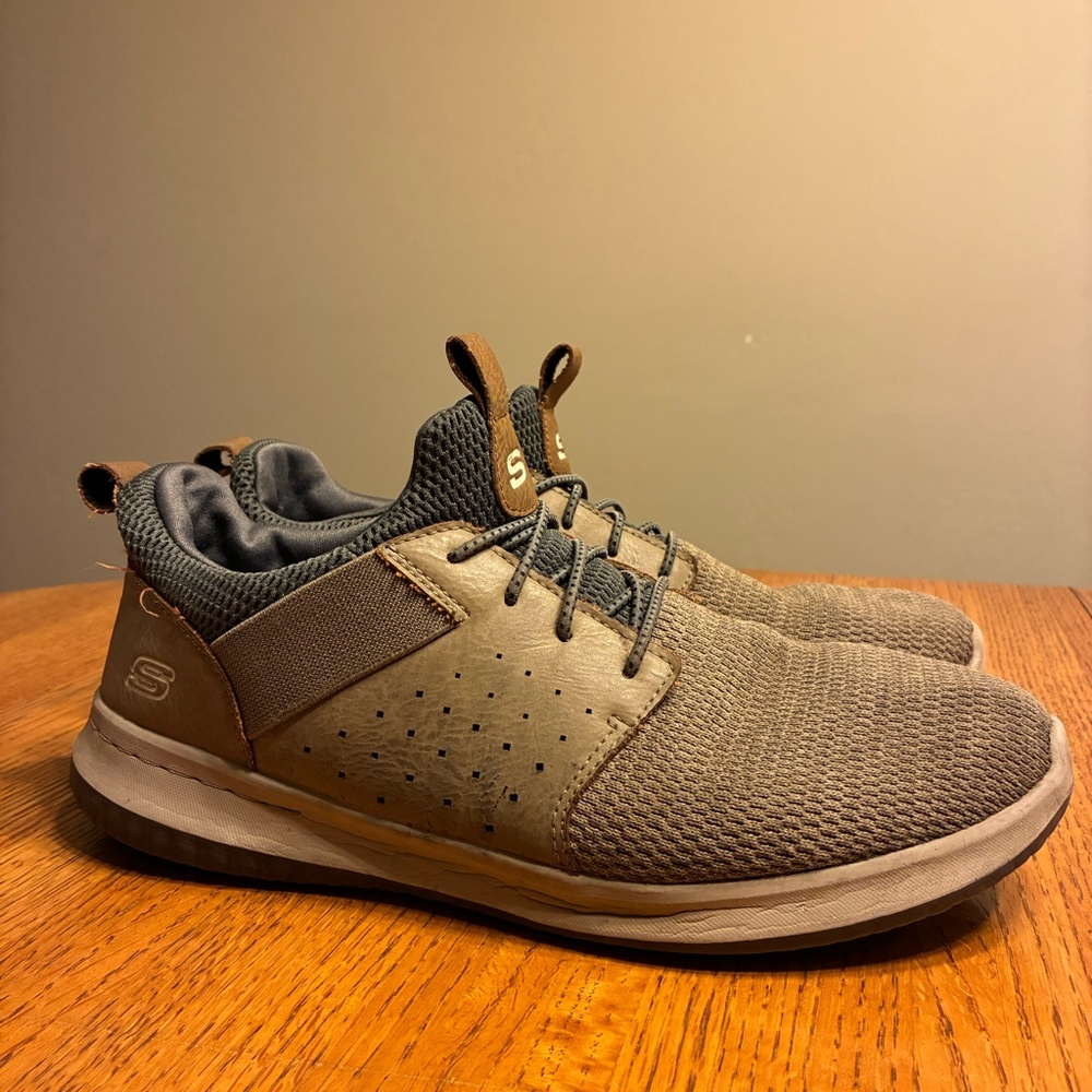 Skechers Relaxed Fit Melson Raymon‎ Men's Size 12 Taupe Slip On Sneakers 65474